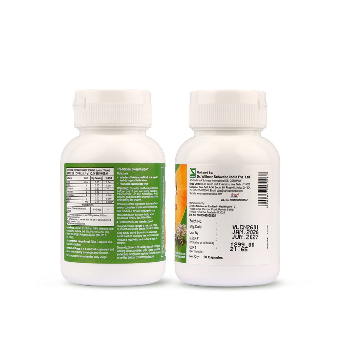 Nature's Way Alive Valerian Root sleep supplement bottle pair