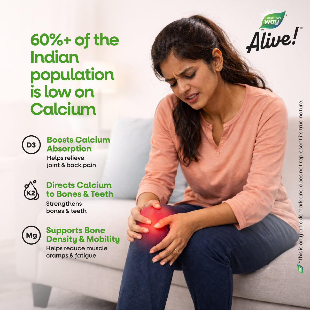 Calcium deficiency statistics and benefits of Nature's Way Alive bone support Calcium.