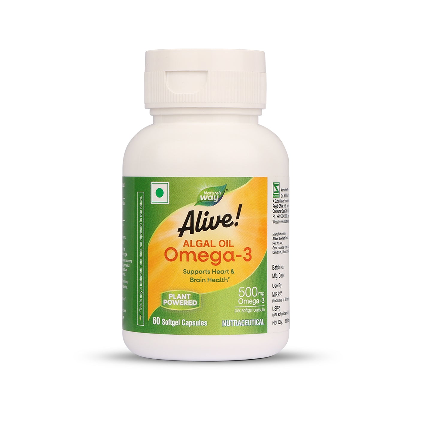 Front view of Nature’s Way Alive Algal Oil Omega 3