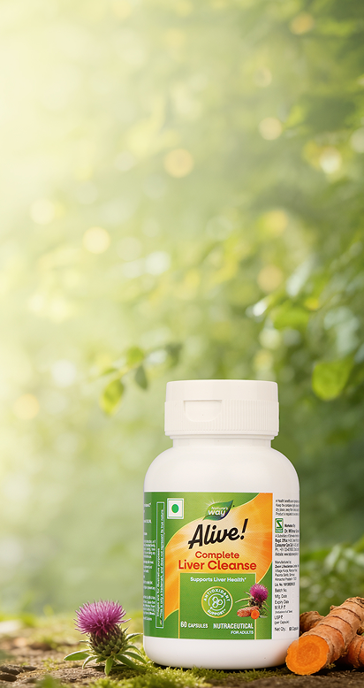 Nature's Way Alive Complete Liver Cleanse with natural lifestyle background
